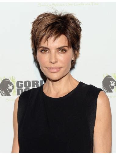 6" Lace Front Synthetic Cropped Brown Lisa Rinna Wigs