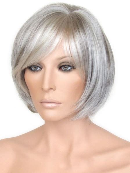 6" Short Bobs Grey Synthetic Wigs Online