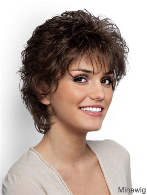 6" Short Wavy Brown Beautiful Hand-Tied Wigs