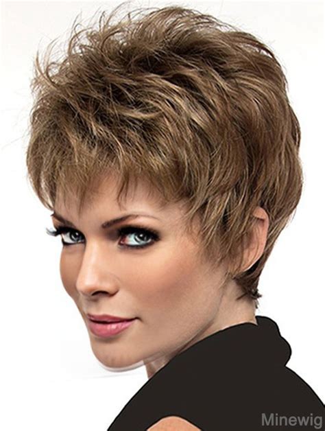 6" Straight Brown Boycuts Short Wigs