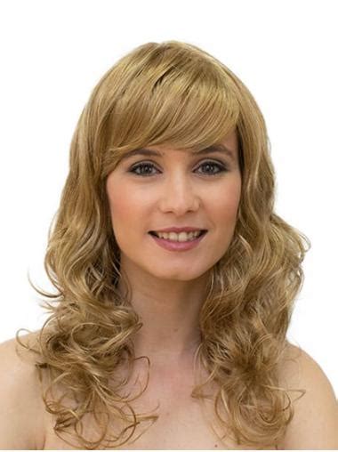 6" Wavy Blonde Monofilament Wig With Bangs