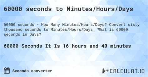 60000 seconds to minutes