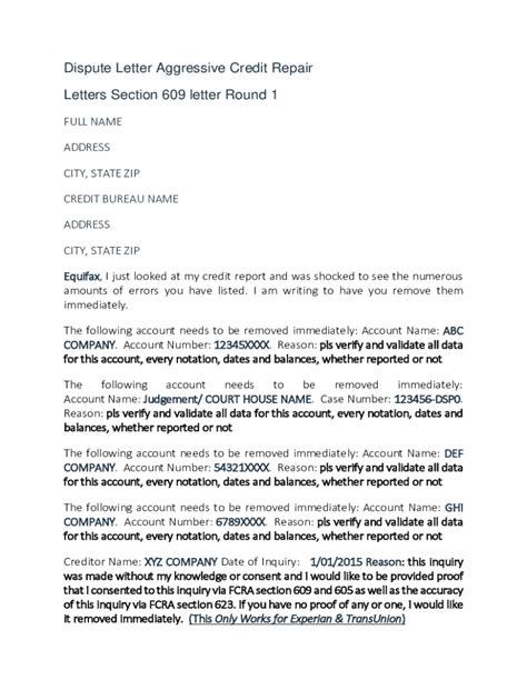 609 Letter Template Free