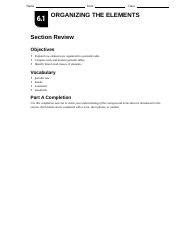 61 Organizing The Elements Section Review Answer Key Epub
