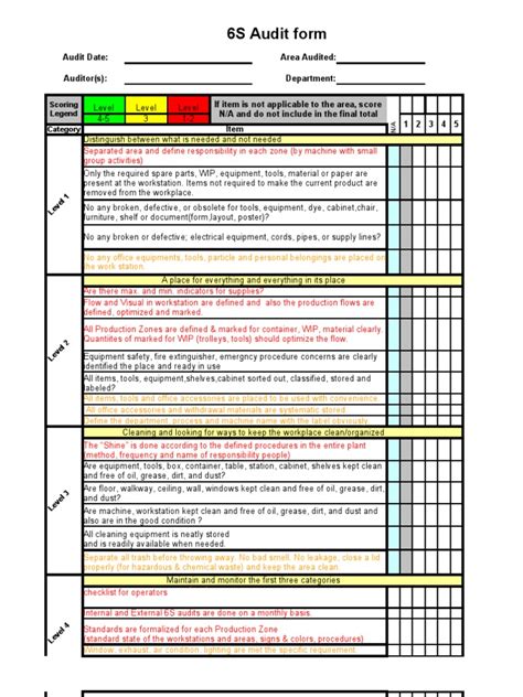 6s Audit Template
