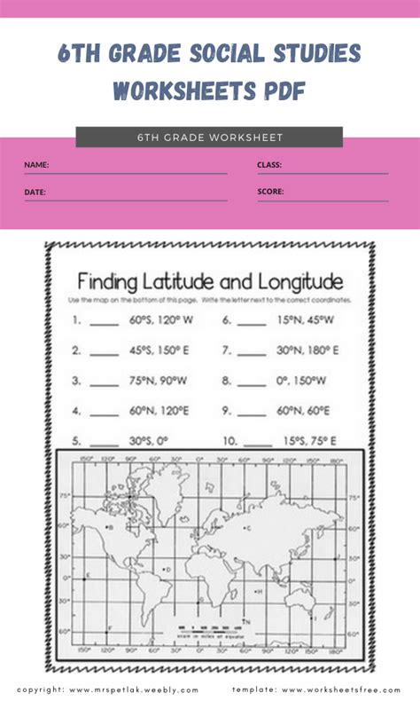 6th Grade Social Science Worksheets Free Printable For Substitute