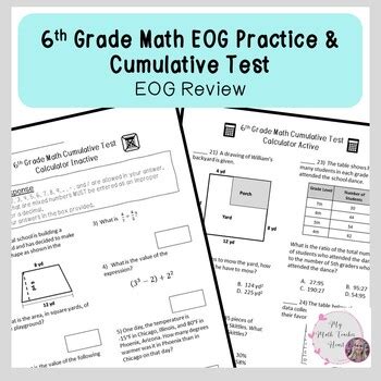 6th grade cumulative math test Reader