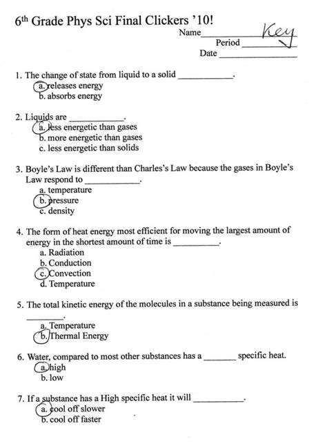 6th grade science worksheets with answers Epub