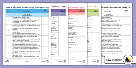 6th grade social studies pacing guide Doc