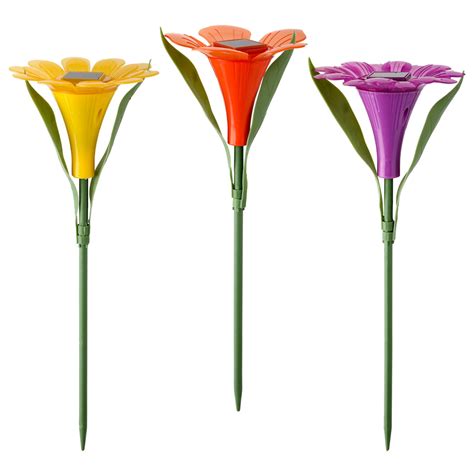 7 Unique Garden Collection Floral Shaped LED Solar Stake Lights