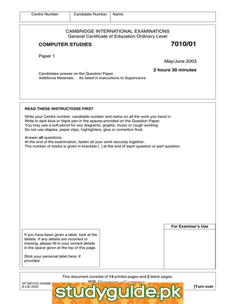 7010 computer studies papers xtremepapers Kindle Editon