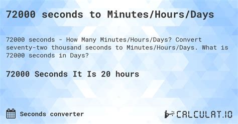 72000 Seconds to Hours: Convert with Ease