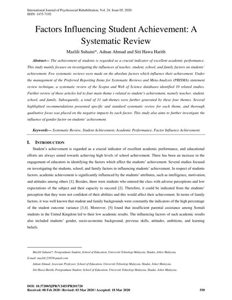 74: A Comprehensive Analysis of the Factors Influencing Student Achievement