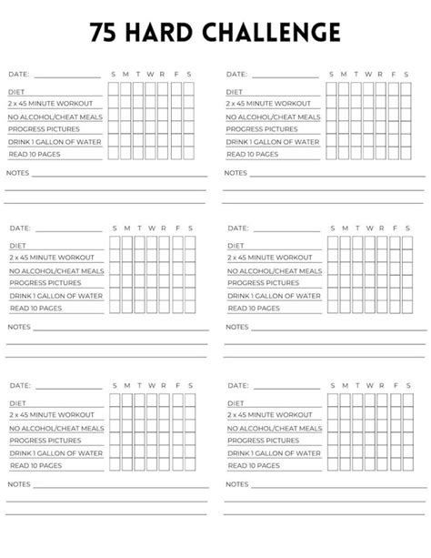 75 Hard Calendar Template