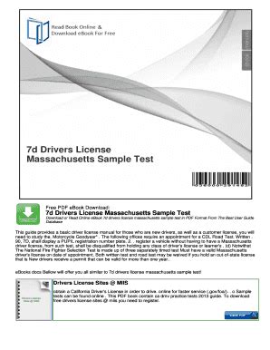 7d drivers license massachusetts sample test Ebook Kindle Editon