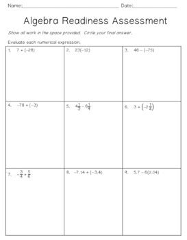 7th grade algebra honors readiness test sample Ebook Reader