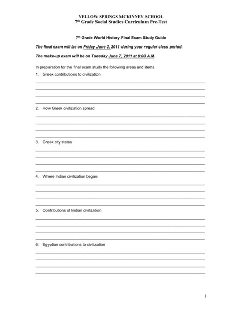 7th grade history study guide Kindle Editon