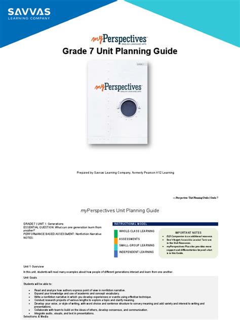 7th grade literacy unit planning guide PDF