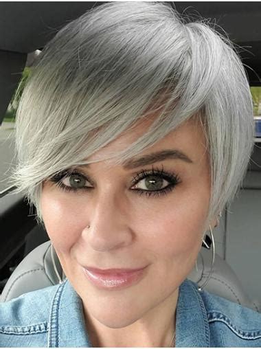 8" Grey Straight With Bangs Wigs Monofilament: The Ultimate 2025 Hair Trend