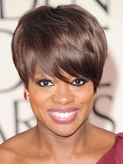 8" Lace Front Short Synthetic Straight Viola Davis Wigs