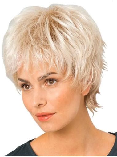 8" Monofilament Boycuts Blonde High Quality Synthetic Wigs