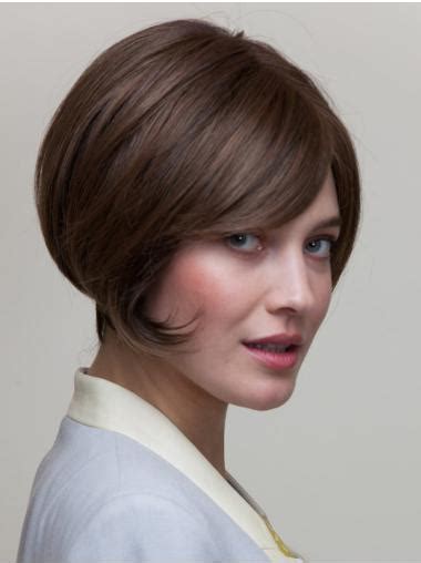 8" Short Brown Straight Natural Bob Wigs