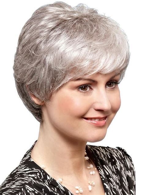 8" Short Straight Great 100% Hand-tied Grey Wigs