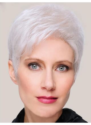 8" Short Straight Sleek Monofilament Grey Wigs