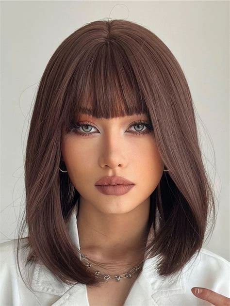 8"-40" Straight Brown with Bangs: The Perfect Short Wig for 2025