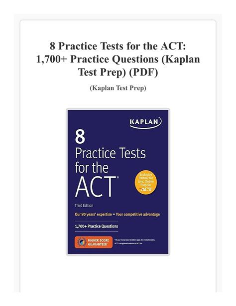 8 Practice Tests for the ACT 1700 Practice Questions Kaplan Test Prep Epub