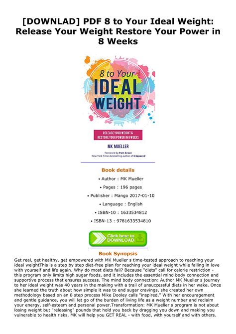 8 to Your Ideal Weight Release Your Weight and Restore Your Power in 8 Weeks Epub