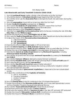 8th grade eoc history study guide answer PDF