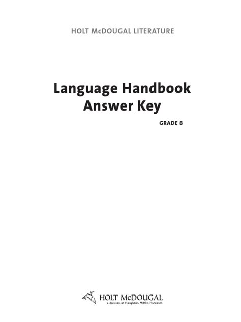 8th grade holt language handbook answer key PDF