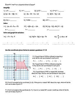 8th grade math common core review packet Kindle Editon