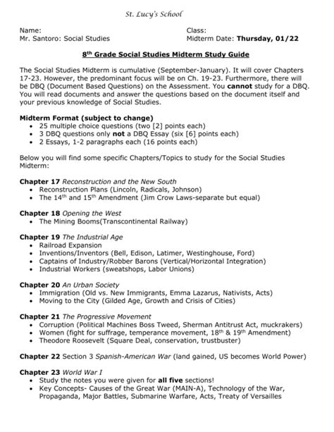 8th grade social studies msl study guide Doc