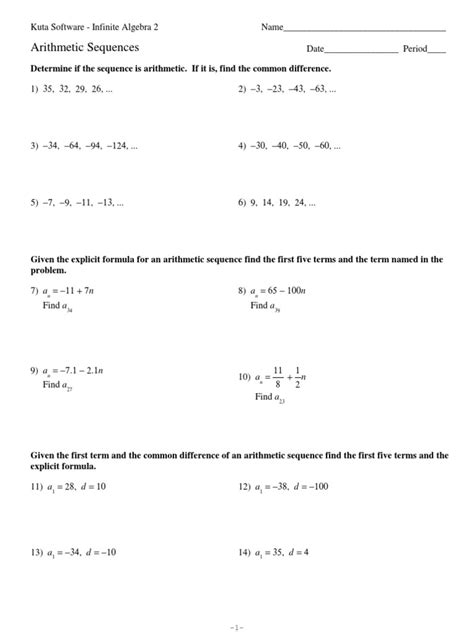 9 2 Arithmetic Sequences Answer Key Form PDF