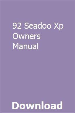 92 seadoo xp manual Epub