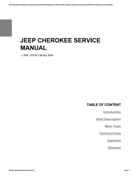 94 Jeep Cherokee Service Manual Ebook Epub