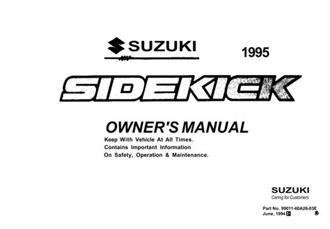 95 suzuki sidekick owners manual Kindle Editon