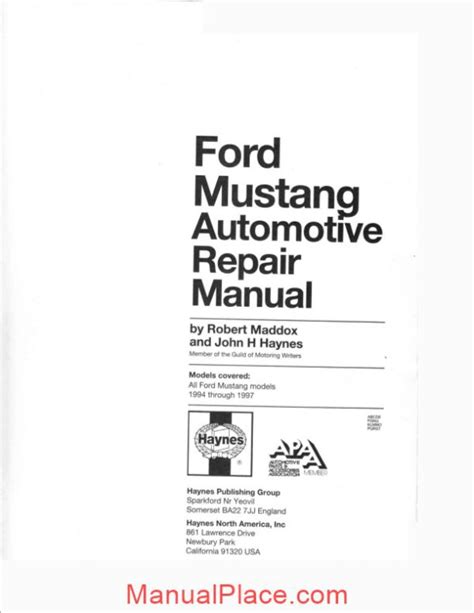 96 Ford Mustang Repair Manual PDF Kindle Editon