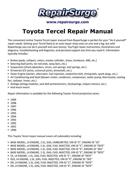 97 toyota tercel repair manual Ebook Reader