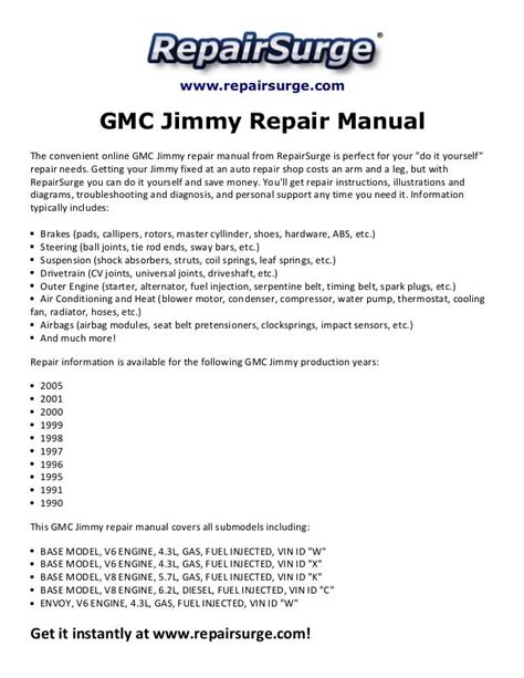 98 gmc jimmy service manual Reader