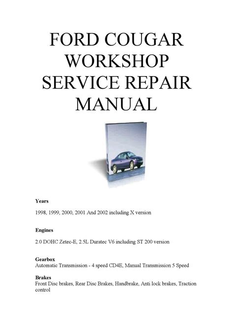 99 cougar online repair manual Reader