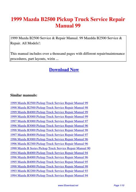 99 mazda b2500 service manual Reader