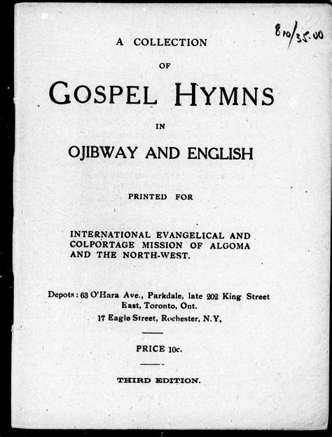 A Collection of Gospel Hymns in Ojibway and English Epub