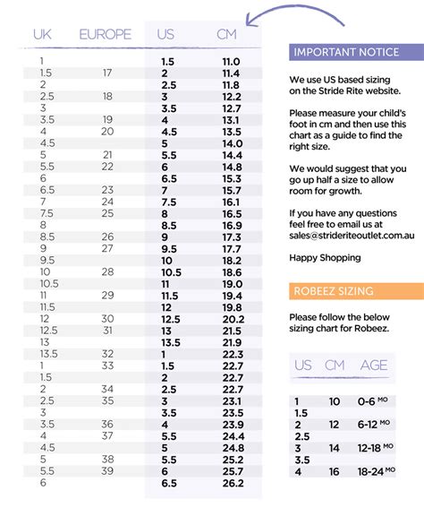 A Comprehensive Guide to Stride Rite Shoe Size Charts