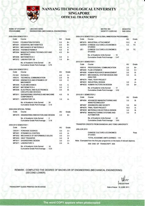 A Comprehensive Guide to the NTU Academic Transcript