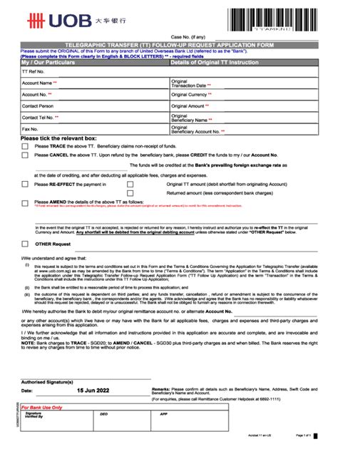 A Comprehensive Guide to the UOB Telegraphic Transfer Form