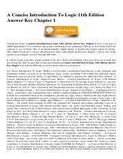 A Concise Introduction To Logic 11th Edition Answers Chapter 1 Epub