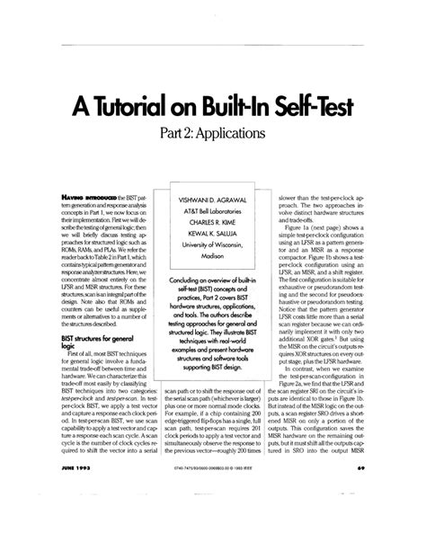 A Designer's Guide to Built-in Self-Test 1st Edition Doc